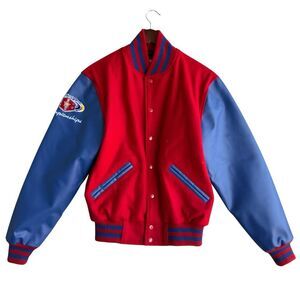 Vintage SPIRIT INNOVATIONS Men's Varsity Jacket S Red Royal Blue Wool Blend Fall